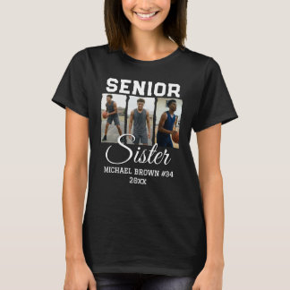 Senior Sister Basketball Photo Collage Custom Name Tシャツ