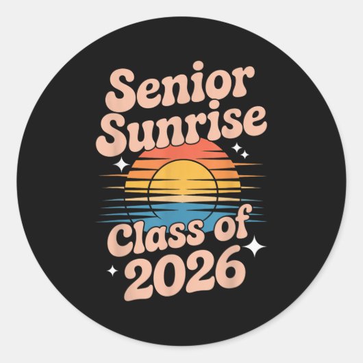 Senior Sunrise 2026 High School 12th Twelfth Grade ラウンドシール (正面)