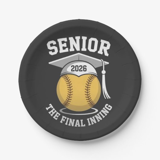 Senior The Final Inning 2026 Softball Graduation ペーパープレート (正面)