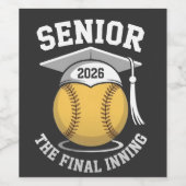 Senior The Final Inning 2026 Softball Graduation  ワインラベル (シングルラベル)