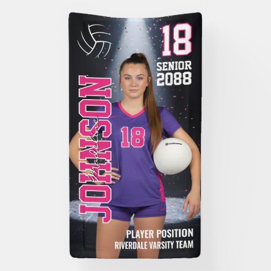 Senior Volleyball Girls Player Custom Sports Photo 横断幕 (縦)