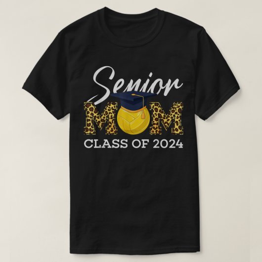 Senior Volleyball Mom Class Of 2024 Leopard Gradua Tシャツ (デザイン正面)