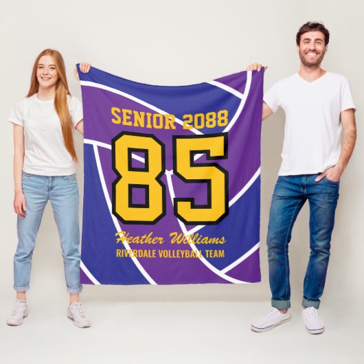 Senior Volleyball Team Custom Jersey Number フリースブランケット (インサイチュ)