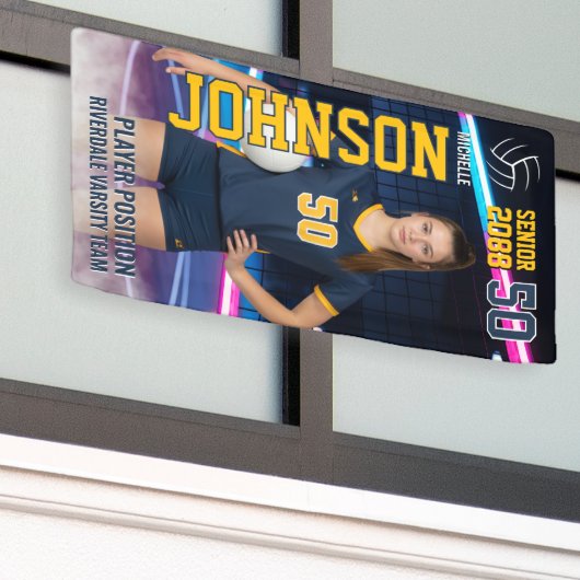 Senior Volleyball Team Customized Portrait Photo 横断幕 (ビルの外側)