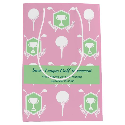 Senior Women's Golf League Party ミディアムペーパーバッグ (正面)