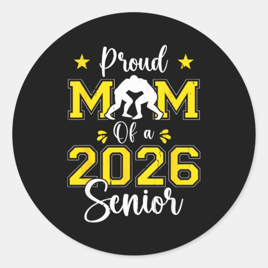 Senior Wrestling Mom 2026 Senior Mom Cl Of 2026 ラウンドシール (正面)