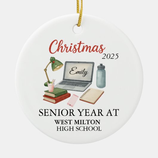 Senior Year Ornament, Custom Senior Glass Ornament セラミックオーナメント (正面)