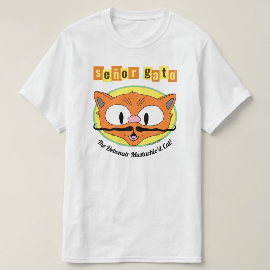 Señor Gato™ おしゃれな口ひげ猫! Tシャツ (デザイン正面)