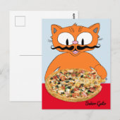 "Señor Gato Pizza" 面白いデラックスピザ かわいい猫 ポストカード (正面/裏面)