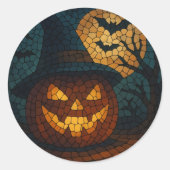 Sensational Mosaic Pumpkin Halloween ラウンドシール (正面)