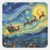 Sensational Van Gogh-esque Santa Rudolph スクエアシール (正面)