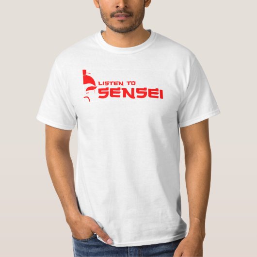 Senseiに聞いて下さい(白くか赤い) Tシャツ (正面)