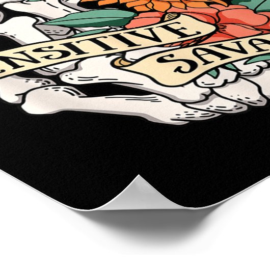 Sensitive Savage Flower Skeleton Dead Inside Motiv ポスター (角)