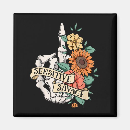 Sensitive Savage Flower Skeleton Dead Inside Motiv マグネット (正面)