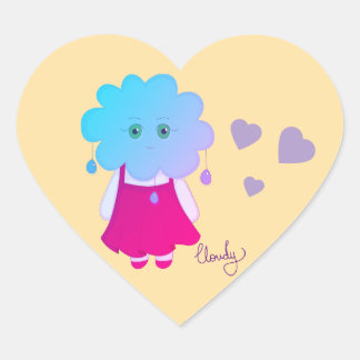 Sensível Azul Emotivo Núvem Cloudy Arte Conceitual ハートシール