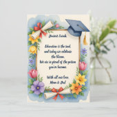 Sentimental Floral Watercolor Poem Graduation Card (スタンド正面)