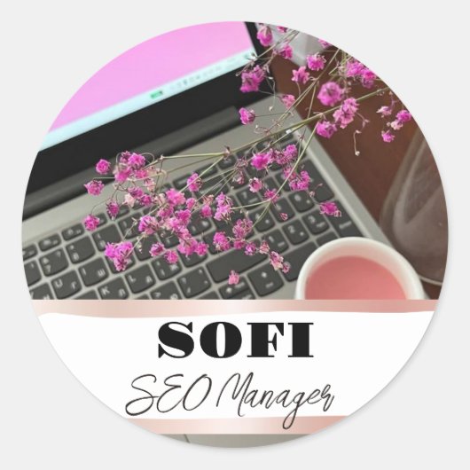 SeoソーシャルメディアマネージャーInstagram Coffee ラウンドシール (正面)