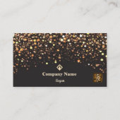 SEOマーケティングエレガント金ゴールド&ブラックグリッターQRコード 名刺 (裏面)