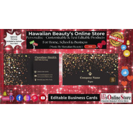 SEOマーケティングエレガント金ゴールド&ブラックグリッターQRコード 名刺