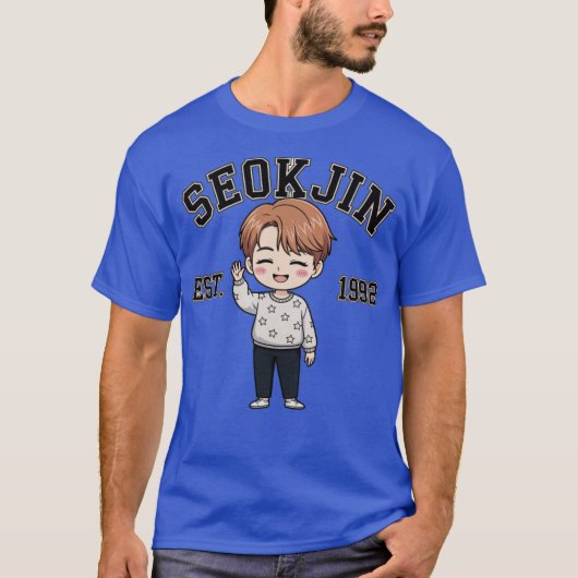 SeokJin EST.1992 Cute Chibi Style Fans Gif Tシャツ (正面)