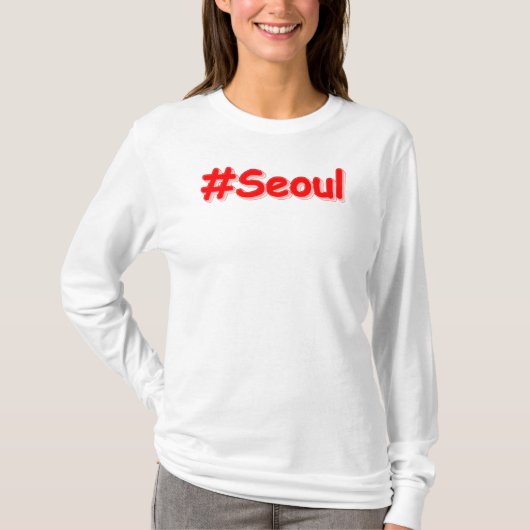 「#Seoul」かわいいデザイン。買今 Tシャツ (正面)