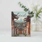 Seoul Bukchon South Korea Sunset ポストカード (スタンド正面)