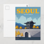 Seoul Gyeongbokgung Palace Vintage Art ポストカード (正面/裏面)