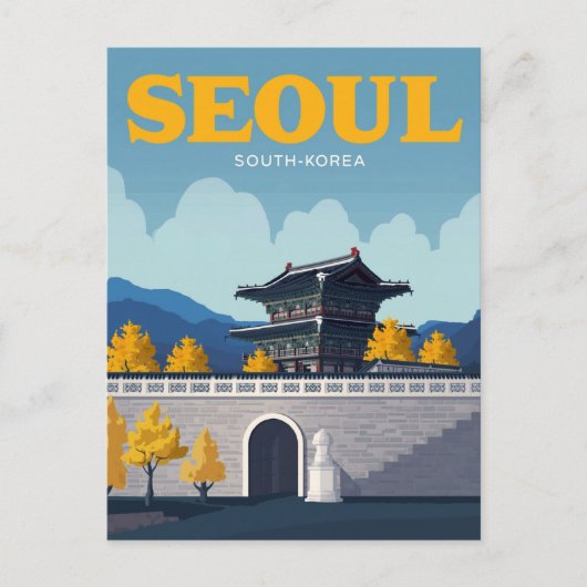 Seoul Gyeongbokgung Palace Vintage Art ポストカード (正面)