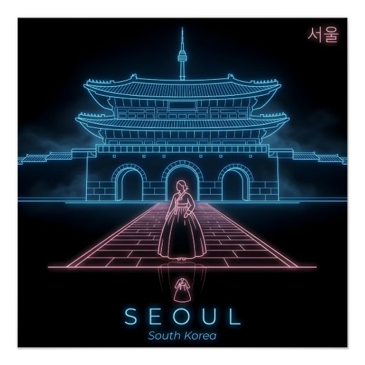 Seoul Hanbok- Gyeongbokgung Palace-South Korea ポスター (正面)