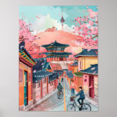 Seoul Print Seoul Illustration Travel Poster South ポスター (正面)