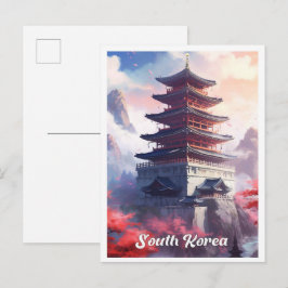 Seoul South Korea Art Vintage Travel Illustration ポストカード