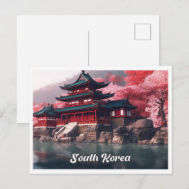 Seoul South Korea Art Vintage Travel Illustration ポストカード