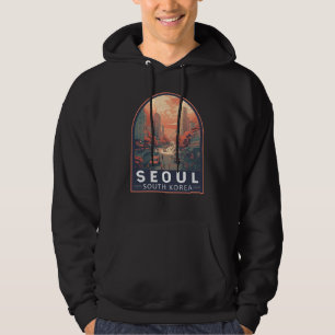 Seoul South Korea Illustration Art Vintage Badge パーカ