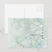 Seoul South Korea Map Minimal ポストカード (正面/裏面)