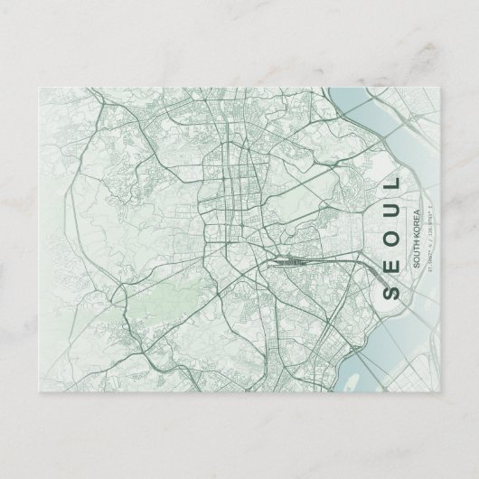 Seoul South Korea Map Minimal ポストカード (正面)