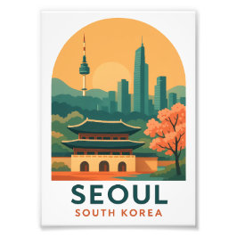Seoul South Korea Poster – Vintage Travel Art フォトプリント