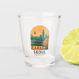Seoul South Korea Shot Glass – Vintage Travel Post ショットグラス