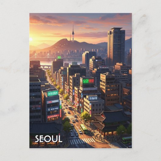Seoul South Korea Sunset ポストカード (正面)