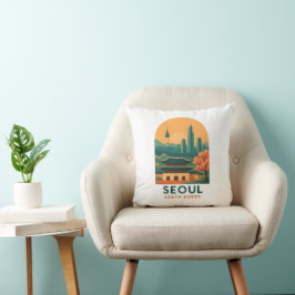 Seoul South Korea Throw Pillow – Vintage Travel  クッション