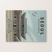 Seoul South Korea Travel Art Vintage ジグソーパズル (横)