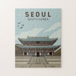 Seoul South Korea Travel Art Vintage ジグソーパズル<br><div class="desc">Seoul retro vector art design. Seoul,  the capital of South Korea,  is a huge metropolis where modern skyscrapers,  high-tech subways and pop culture meet Buddhist temples,  palaces and street markets.</div>