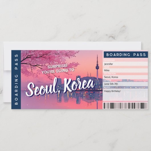 Seoul Surprise Trip Boarding Pass Gift Ticket Card 招待状 (正面)