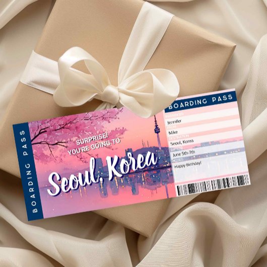 Seoul Surprise Trip Boarding Pass Gift Ticket Card 招待状