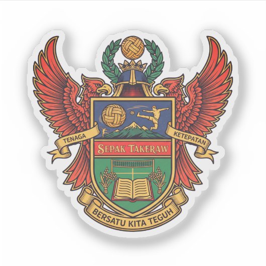 Sepak Takraw - heraldry style logo シール (正面)