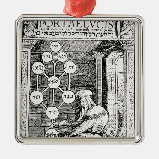sephirothを握るユダヤ人のcabbalist メタルオーナメント (正面)