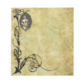 Sepia 2のフラッパー黒いフローラフレーム ノートパッド (正面)