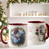 Sepia Back Christmas Window and Holly Photo Mug マグカップ
