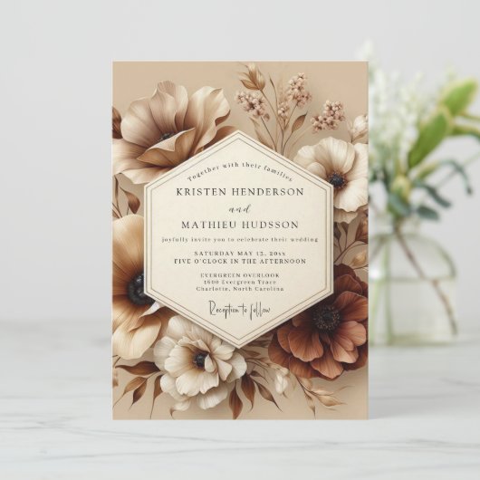 Sepia Bloom Autumn Romance Wedding 招待状 (スタンド正面)