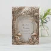 Sepia Bronze Mushroom Enchanted Forest Wedding 招待状 (スタンド正面)