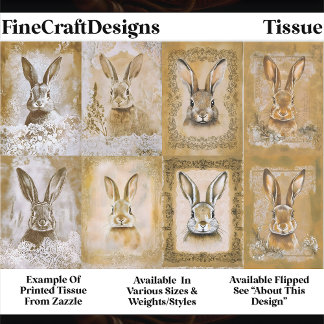 Sepia Bunny Artwork, Easter Crafts EV3L Decoupage 薄葉紙